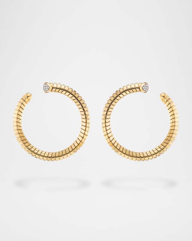 18K Yellow Gold Trisolina Diamond Hoop Earrings